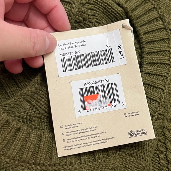 NWT - Frank & Oak Men’s Organic Cotton Cable Knit Sweater - Size XL - Picture 13 of 13